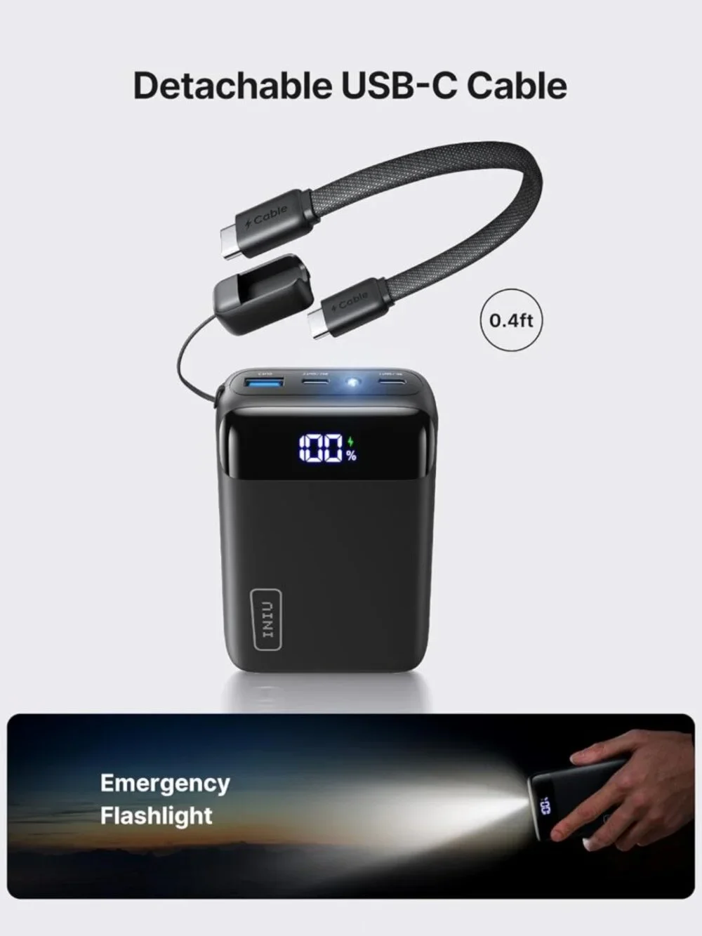 20000mAh Portable Charger, 22.5W PD Fast Charging Power Bank, Mini Size, Travel